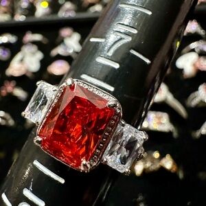 Fragrant Jewels Silver Ring with Vibrant Red Stone